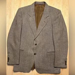 Vintage Mike D’Antoni Moessmer Wolle braun/creme Fischgrät Sport Mantel Blazer 40 S - Bild 1 von 16
