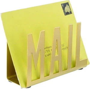 Modern Gold Metal Letter Sorter with Mail Cutout Design, Mail Organizer Holder - Picture 1 of 7