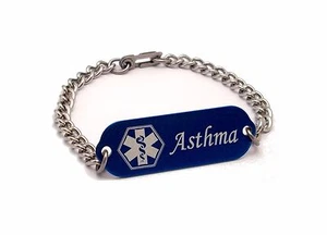 Pulsera de Alerta Médica Infantil Identificación Personalizada Grabada Asma 4 Colores Asma - Imagen 1 de 1