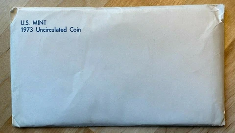1973 US Mint Set Estate Sale Lot Envelopes US Coins Proof Sets Flat Packs Cover