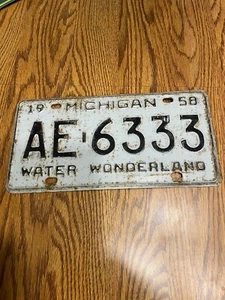 Michigan License Plate - 1958 - OK Condition - From Family Auto - Picture 1 of 1