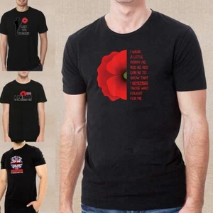 Camiseta con diseño del Día del Recuerdo Amapola Reino Unido Amapola Hombre Niño Camiseta Lisa Día del Armisticio - Imagen 1 de 13