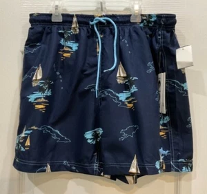 Uzzi Active Wear Mens Swim Trunks Size XL Blue Sailboats Drawstring New 22 - Picture 1 of 7