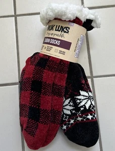 MUK LUKS Cabin Socks Pair Nonskid Bottom Sz S/M Women’s 5-7 Men’s 6-8 NWT - Picture 1 of 10