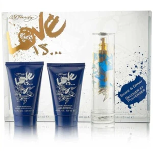 Ed Hardy Love Is by Christian Audigier Men 3 PC Set 3.4 oz EDT, A/S Balm, Wash - Picture 1 of 1