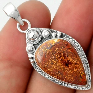 Natural Red Moss Agate 925 Sterling Silver Pendant Jewelry P-1350 - Picture 1 of 5