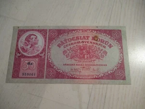 50 Korun 1929 Serie Ha Czechoslovakia Banknote - Picture 1 of 3
