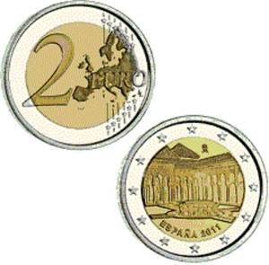 *GUTSE* 2 EUROS 2011, *LA ALHAMBRA, PATIO DE LOS LEONES*, SIN CIRCULAR. - Foto 1 di 1