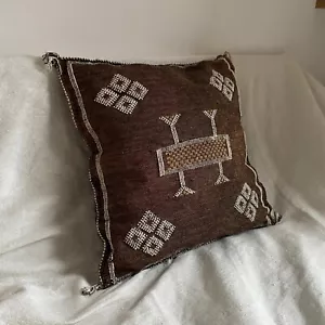 Brown Cactus Silk Pillow Cover 18X18,Moroccan Cushion, Moroccan Decorative Sabra - Picture 1 of 9