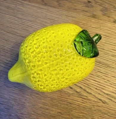 Hoja verde limón vidrio amarillo estilo Murano soplado a mano vintage Foto 1 de 4