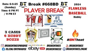 NOLAN RYAN 2024 Flawless Baseball Hobby 3 CASE 6 BOX Break #668BD - Picture 1 of 1