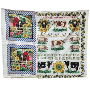 Vtg Concord Fabric Panel American Homestead Appliques Joan Kessler Country Farm - Imagen 1 de 13