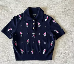 CHANEL CASHMERE POLO SHIRT SIZE 38 - Picture 1 of 9
