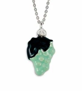 925 Sterling Silver Green Enamel Grapes Pendant s-542grn - Picture 1 of 2