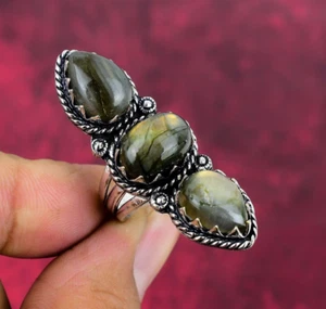 Unique Labradorite Gemstone Handmade 925 Sterling Silver Ring Jewelry - Picture 1 of 5