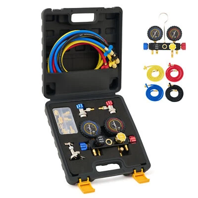 OMT AC Manifold Gauge Set with Recharging Hoses for R410a R22 R134a Refrigerant - image 1 of 4