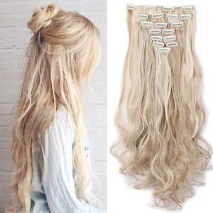 Clip in Extensions wie Echthaar günstig Haarteile 8 Tresssen 18 Clips für kom... - Bild 1 von 8
