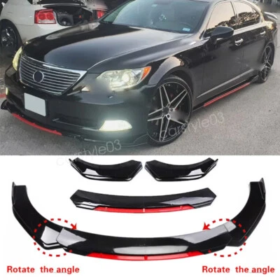 For Lexus LS460 LS430 Black Red Front Bumper Spoiler Lip Splitter Body Kit Foto 1 de 4