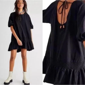 Nuevo con etiquetas Vestido Free People Jenny Mini Boho Negro Fluido 100% Algodón XS (XS-M) - Imagen 1 de 4