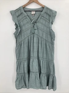 Knox Rose Kleid Damen XL grün Häkelspitze Stufen über dem Knie Quaste Boho - Bild 1 von 9