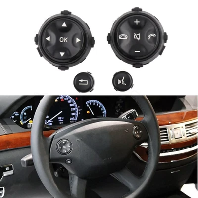 Par de botones de interruptor de volante negro para Mercedes Benz W221 W216 Clase S/CL Foto 1 de 4
