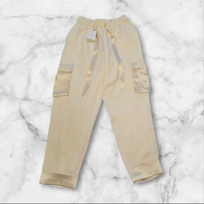 Pantalón CAMI NYC Harley XS Cerámica Seda Lino Carga Borde Satinado Sostenible Nuevo con Etiquetas Foto 1 de 4