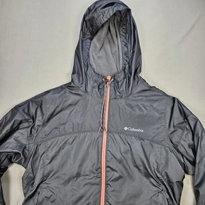 Columbia Women's Windbreaker Jacket Size Large Black Hooded Fleece Lined - Picture 1 of 7