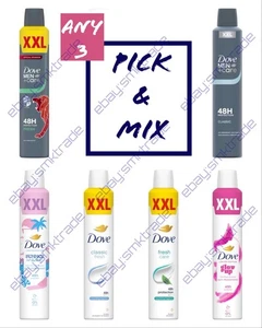 Pick & Mix Any 3 Dove XXL Women’s & Men’s Anti-Perspirant Deodorant Spray - Picture 1 of 1