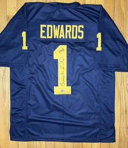 Braylon Edwards Signed Custom Blue Michigan Wolverines Jersey BECKETT WITNESSCOA - Picture 1 of 3