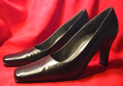 ANN MARINO MUJER CUERO NEGRO TACÓN 3 PULGADAS TALLA US 7 M Foto 1 de 4