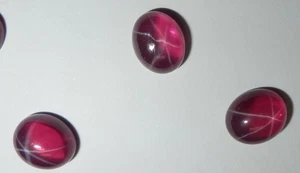 Transparent Star Ruby Oval 10x8 mm Cabochon 6 Rayed Lab-created Stone 3 pcs Lot - Picture 1 of 17