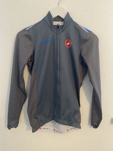 Castelli Long Sleeve Mens Jersey Zip Up Small Grey Blue Stripes - Picture 1 of 5