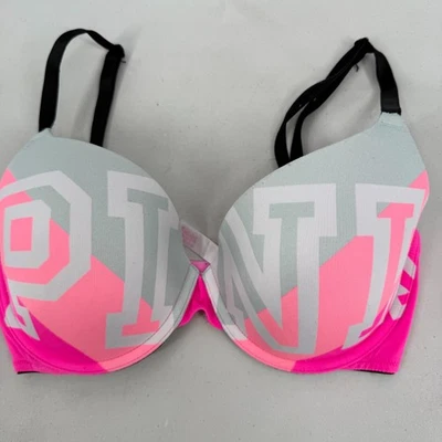 Victoria’s Secret ROSA 32DD Sujetador Camiseta Usar en Todas Partes Ligeramente Forrado Rosa Gris Foto 1 de 4