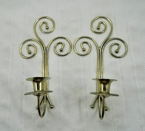 Apliques de pared vintage de latón para velas de 11' de alto, juego de 2 interiores de hogar HOMCO - Imagen 1 de 8