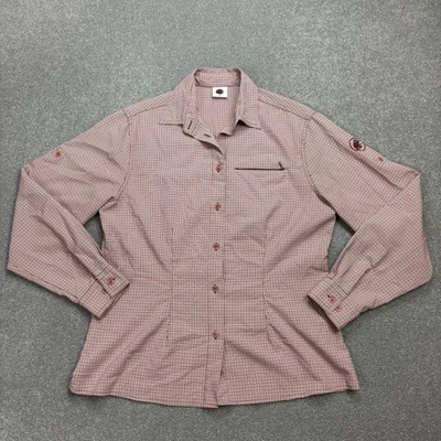 Mammut Shirt Womens Medium Red Button Up Check Hiking Hawaiian Beach Logo Lady — 第 1/4 张图片