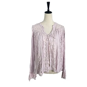 Free People Georgia Spitze Oversize Vintage Viktorianisch Tunika Top Lavendel Small - Bild 1 von 6