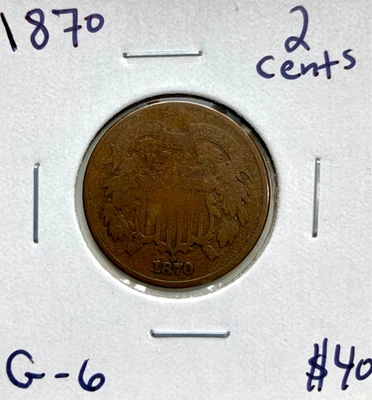 1870 2C Two Cent Piece in G+ Good+ Condition - Image 1 of 3