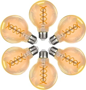 Lampadina LED G80 6W, Lampadine Edison Retro in Vetro Ambrato Con Base Decorativ - Foto 1 di 12