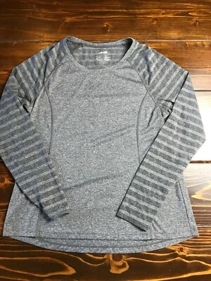 Camisa Avia, Para Mujer Talla Grande, Gris, Manga Larga, Rayas, Ropa Deportiva Foto 1 de 4