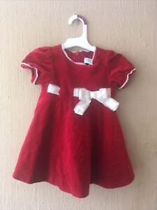 The Childrens Place Baby Red Valentine Velvet Dress Size 12 Months Vintage White
