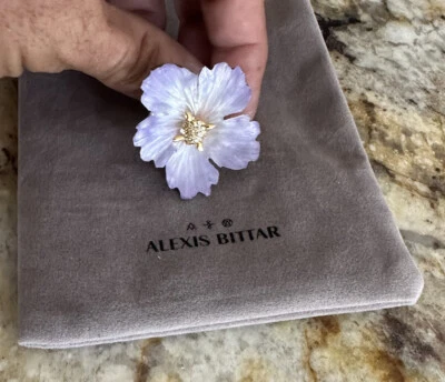 Anillo Flor Cristal y Lucita Púrpura Archivo 100% AUTÉNTICO ALEXIS BITTAR Foto 1 de 4