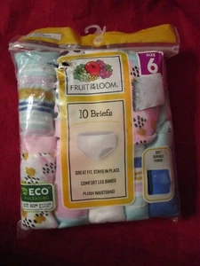 Fruit of the Loom Girls' 9 +1 Bonus Pack Classic Briefs Underwear Size 6 - Picture 1 of 4