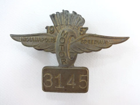 1957 Indianapolis 500 Wing, Wheel & Flags Bronze Pit Badge Sam Hanks Cover