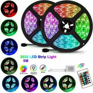 LED Strip Lights 5M RGB Colour Changing Tape Cabinet Kitchen TV Lighting UK - Picture 1 of 11