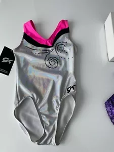 New gk gymnastics leotard child med silver pink and black stunning rrp £42 - Picture 1 of 3