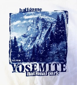 Yosemite Half Dome T-Shirt nie getragen Größe L weiß blau Siebdruck Bild - Bild 1 von 4