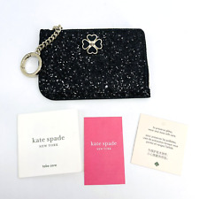 Kate Spade Med I Zip Card Holder Odette Glitter Black Authentic 2019