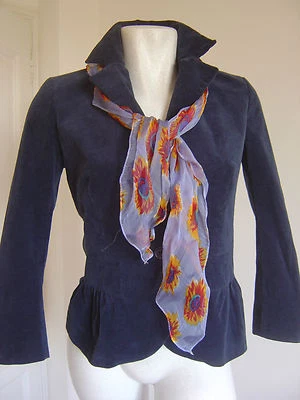 VESTE  " SINEQUANONE " VELOURS MILLES RAIES BLEU PETROLE TAILLE 40 / 42 - Photo 1/4