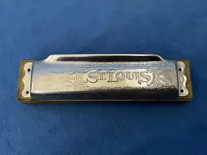 Armónica vintage ST. LOUIS de KAY - cromo, 10 agujeros, cañas de latón, hecha en Corea - Imagen 1 de 8