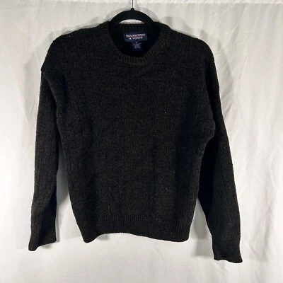 Suéter Roundtree Yorke Para Hombre Mediano Negro Acanalado Cuello Redondo Mezcla de Lana Pullover Foto 1 de 4